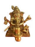 Brass Statue of Ganesha w/ Shivling for Pooja 4"
